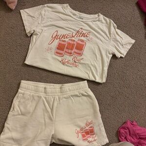 Juneshine Drink Cream Short Sleeve Tee with Red Graphic